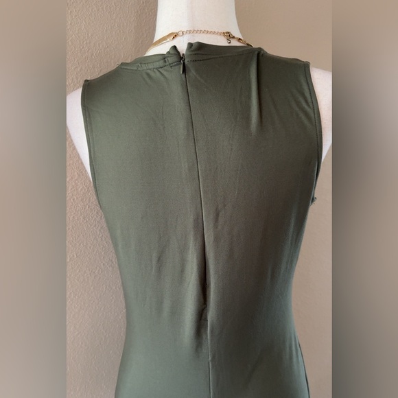 Sleeveless soft jersey stretchy jumpsuit in dark olive - Picture 6 of 8